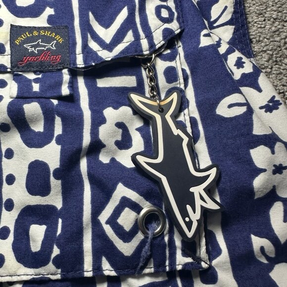 Paul Shark Yachting Nylon Swim Trunks Men L Large Blue Floral Lined Shorts - Picture 7 of 15